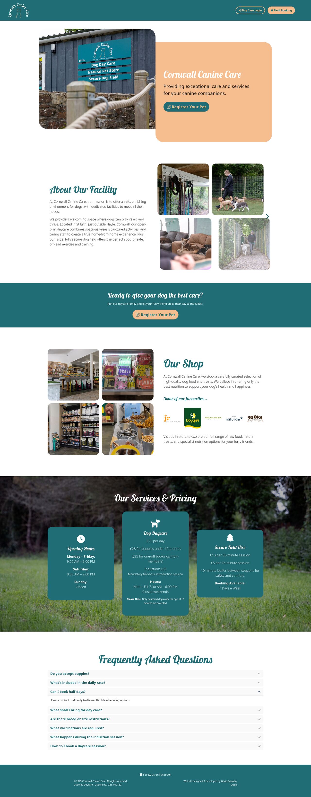 Cornwall Canine Care desktop website preview