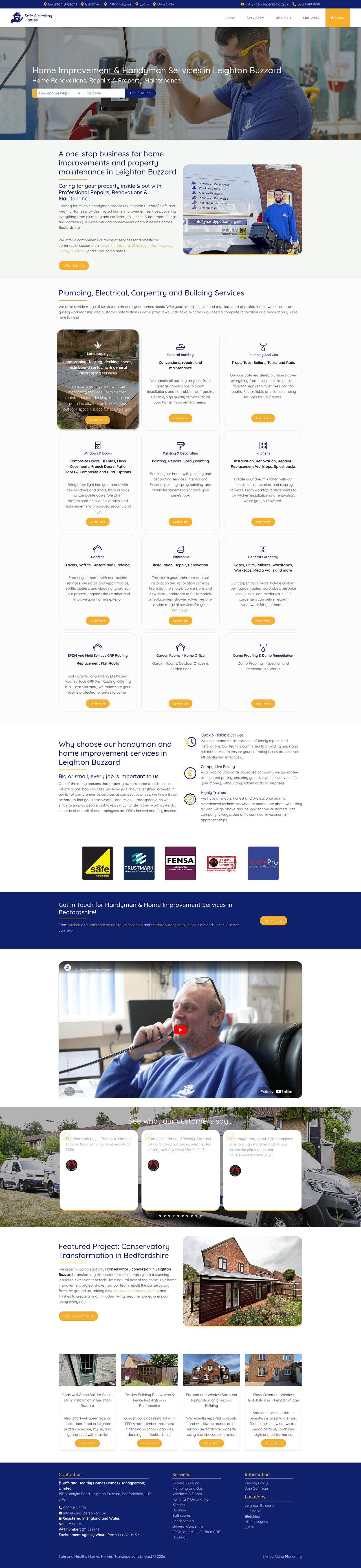 Safe & Healthy Homes desktop website preview